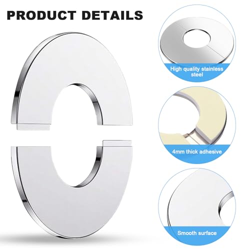 SDwfxd 10 Stk Wasserhahn Rosette, 22mm/26mm/34mm/40mm/50mm Edelstahl Selbstklebende Geteilte Rohrabdeckung, Abdeckrosetten für Wasserhähne, Rohre, Duschwanne