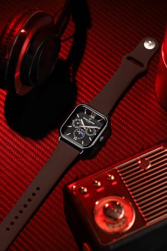 Image of Daniel Hechter Paris Montmartre Unisex Multifunction Square Watch - Black Dial with Day-Date & 24-Hour Subdials, Moonphase Display, Sustainable Silicone Strap