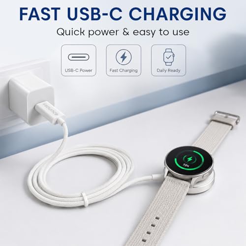 Image of Sounce USB-C Smart Watch Charger, Wireless Fast Charging Cable Compatible with Watch Ultra 2 /Ultra, Series 9 /8 /7 /6 /5 /4 /3 /2 & SE /SE2, 1m (3.3ft) - White