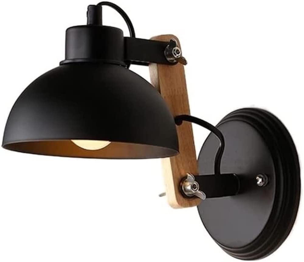 Aplique de pared ajustable E27 de madera y metal negro estilo nórdico 8