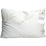 Sleepsia Queen Size Sleeping Rayon Derived from Bamboo Pillow - Shredded Memory Foam Bed Pillow for Side, Back and Stomach Sleepers - Pillows with Washable Cover - 1 Pack (27.5'x19.6')