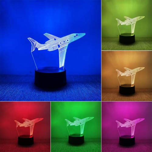 BIRBANN Lampe Avion, 7 Couleurs De Lampe 3D À Toucher Variable, Décoration Chambre D'enfant, Cadeau De Noël Et D'anniversaire Pour Garçons Et Filles