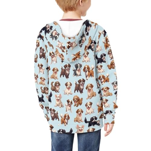 Boys Girls Hoodie Full Zip Drop Shoulder Soft Hooded Jacket Long Sleeve Child Sweatshirts 6-14 Years4