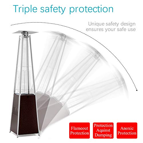 Pamapic-Patio-Heater-42000-BTU-Pyramid-Flame-Outdoor-Heater-with-Cover-Quartz-Glass-Tube-Hammered-Bronze-Tower-Propane-Outdoor-Heater-with-Wheels