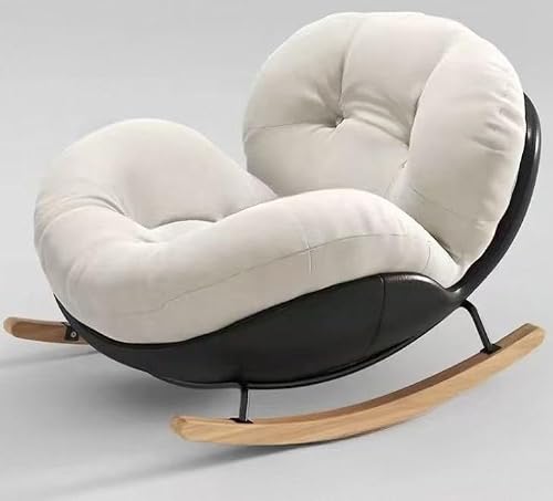 Image of KIBONCY Cream Style Egg Shaped Rocking Recliner, Adult Sleepable Single Leisure Chair for Balcony Living Room