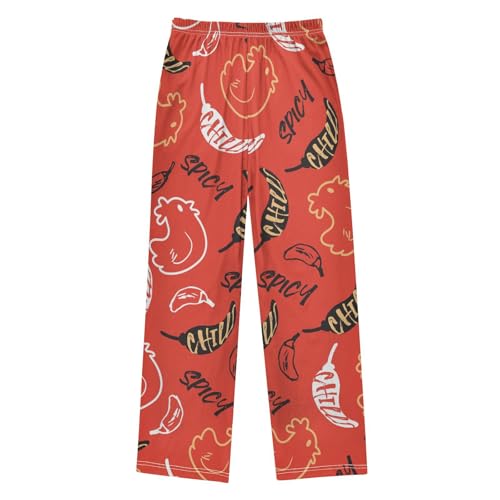 Spicy Chili Boys Pants Boys Athletic Pants Long Pant for Boywith Pockets Wide-Leg Size 6-14Y2