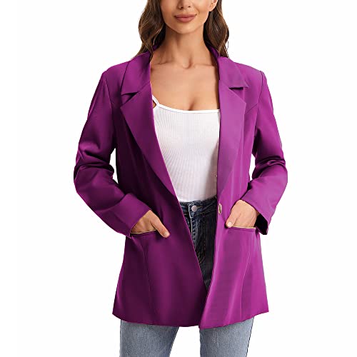 TONCHENGSD Women's Casual Blazer Jacket Long Sleeve Open Front Blazer with Zipper Pockets4