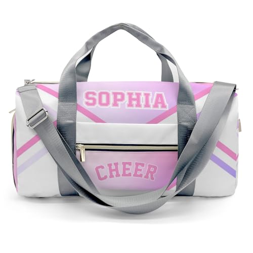 Personalized Custom Cheer Pink Cheerleader Travel Duffel Bag Large Capacity Multifunctional Sports Daypack with Name