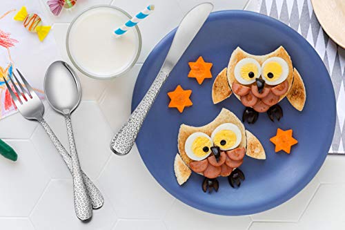 9 Piece Kids Cutlery Sets, Stainless Steel Child Toddler Flatware Silverware Set, Hammered Design Children Safe Utensil Set Include Knife/Fork/Spoon, Healthy & Mirror Polished, Dishwasher Safe - Image 6