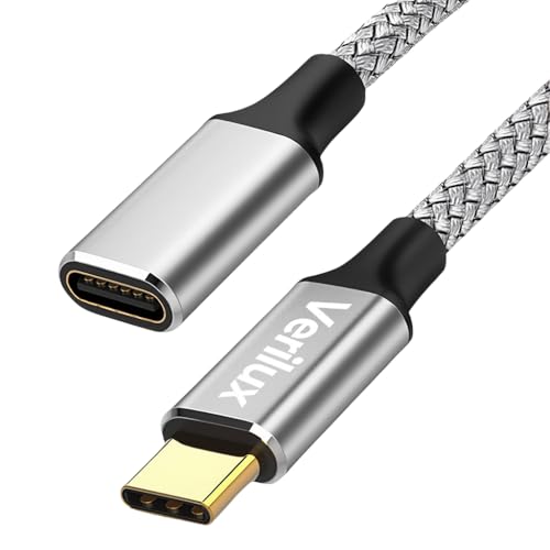 Image of Verilux PD 100W Type C Extension Cable, 0.5M USB C Male to Female Extension Cable Support 10Gbps Data Transfer, 4K@60Hz HD Video Output Compatible with iPhone 17 /16 /15, iPad Pro, MacBook Pro, Dell