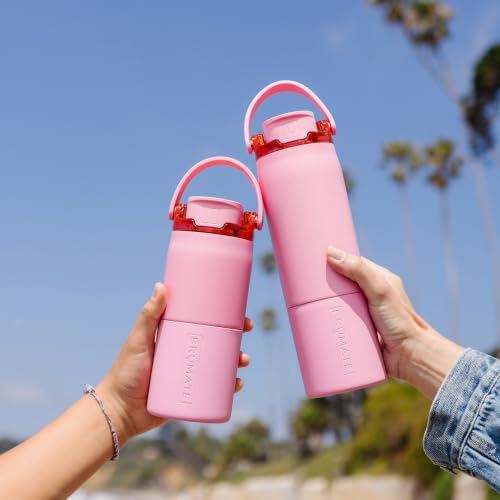 Image of BruMate Rise 18oz Water Bottle with Covered Silicone Straw | 100% Leakproof Insulated Kids Water Bottle | Cup Holder Friendly Base | 18oz (Matte Black)