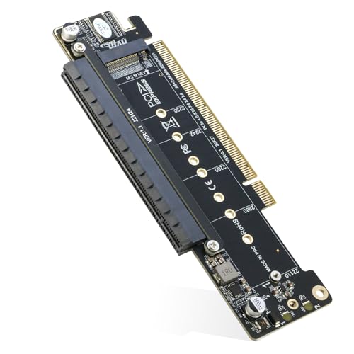 RIITOP Dual NVMe PCIe Adapter, PCIe 4.0 X16 to Dual NVMe and 1x More PCIe x16 (x8 Signal) Adapter for 22110/2280/2260/2242/2230 M.2 NVMe SSD (PCI-e Bifurcation Required)