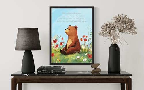 Bear Black Framed Art Print Poster with Poem, Animals Nursery Wall Decor Cute Wild Animals Artwork For Baby Bedroom Kids Room Home Decoration Gallery 11 (Bear, 10"L x 8"W, Black Frame) - Image 4