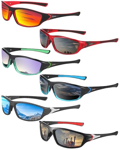 Image of Frienda 6 Pack Polarized Sport Sunglasses for Men Multipack Fit over Glasses Pack Lot Set Men's Sport Fishing Eyeglasses