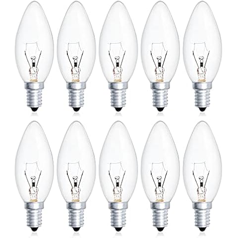 Bonlux 10 Stück E14 Halogen Kerzenlampen 40W Glühbirne Dimmbar Warmweiß 2400-2600K E14 Small Edison Screw C35 Weißglühend Vintage Dekorative Kerzen Lampe 220V Cover