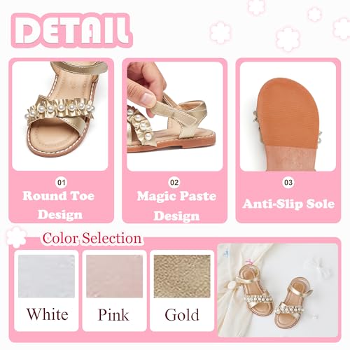 Image of Flaryzone Girls Sandals Open Toe Summer Flats Dress Sandals Shoes Toddler /Little Kid