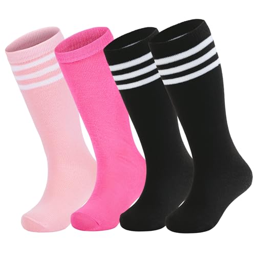 Zando Youth Soccer Socks Boys Baseball Stockings Black 2/Pink/Hot Pink XL