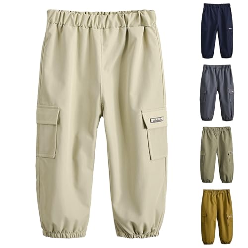 Toddler Baby Boys Baggy Cargo Pants with Pockets Kids Elastic Waist Casual Solid Joggers Hiking Trousers Fall Outfit3