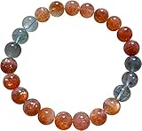 SHOUKAII Pulsera de 6 mm, 7 mm, 8 mm, 9 mm, oro natural, cristal de cuarzo de fresa, piedra Arusha, luz solar, pulsera de cuentas redondas de 10 mm, 11 mm, 12 mm (como se muestra, 9 mm)