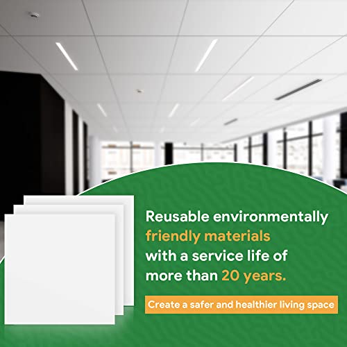 Smooth White Drop Ceiling Tile 2Ft X 2Ft, Pvc Ceiling Panel 24 X 24In – Waterproof, Washable And Fire-Rated - High-Grade Pvc To Prevent Breakage-Package Of 12 Tiles #TOP3