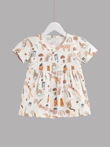 Image of HELLCAT 100% Cotton Baby Frock Dress for Girls - Pack of 3, Soft & Trendy, Short Sleeve