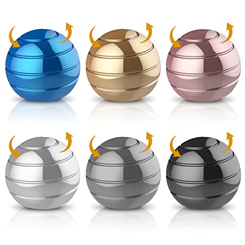SoulLife 6 Pack Kinetic Spinning Desk Toy Bulk Basket Stocking Stuffers for Kids, Metal Fidget Spinner Ball, Optical Illusion Desktop Fidget Spinner Toys, Gifts for Women, Men, Kids and Adults