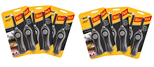 BIC 6cm extension wand Utility Lighter that lasts up to 750 lights, Black, Pack of 12