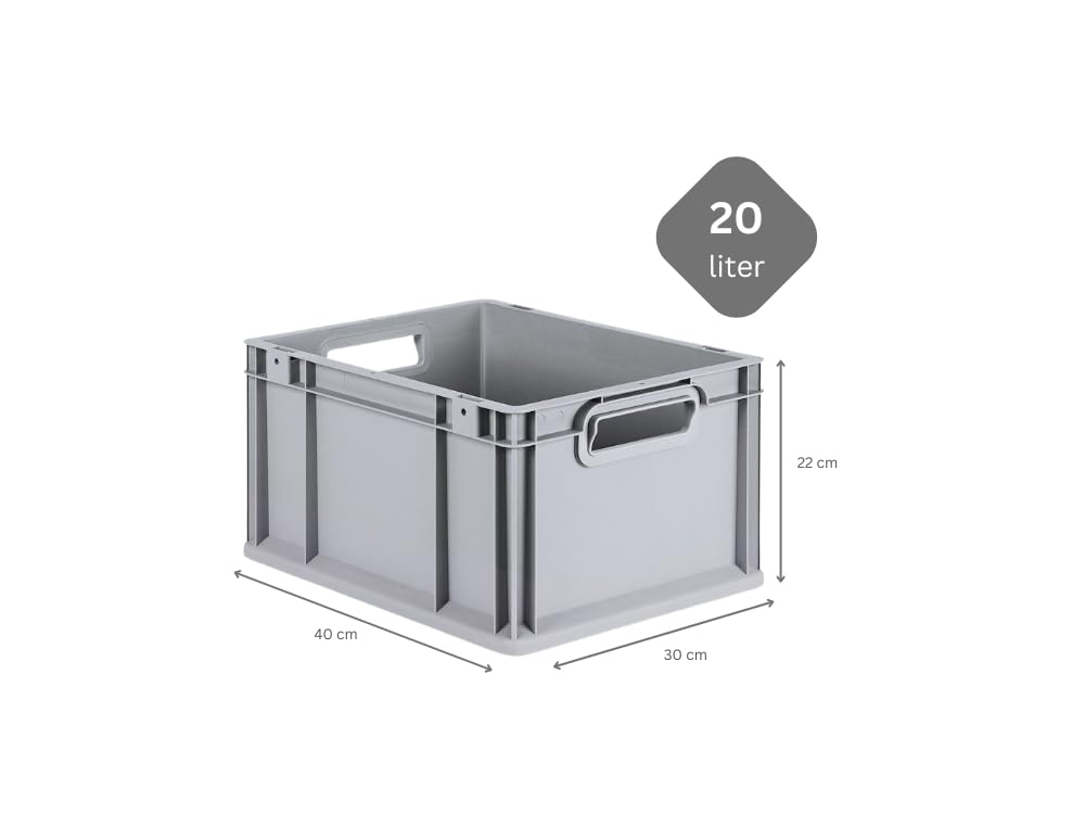 PROREGAL SuperSparSet 5x Eurobox NextGen Economy | Griffe offen |HxBxT 22x30x40cm | 20 Liter | Eurobehälter, Transportbox, Transportbehälter, Stapelbehälter