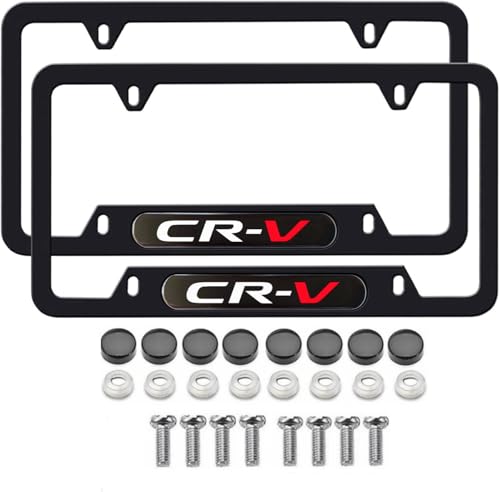 2PCS License Plate Frames Compatible with Honda CRV Cars Universal Aluminum Alloy Car License Plate Holders with 4 Holes for CR-V OwnersIt Will not Cover The License Plate