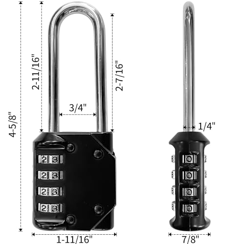Image of Sutekus Combination Lock 4 Digit Combination Padlock Waterproof Resettable Lock for School Gym Sports Locker, Fence, Toolbox, Case, Hasp Cabinet Storage, 2Pack (Long Shackle)
