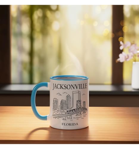 Taza cerámica souvenir de Jacksonville Florida minimalista 11oz miniatura 3