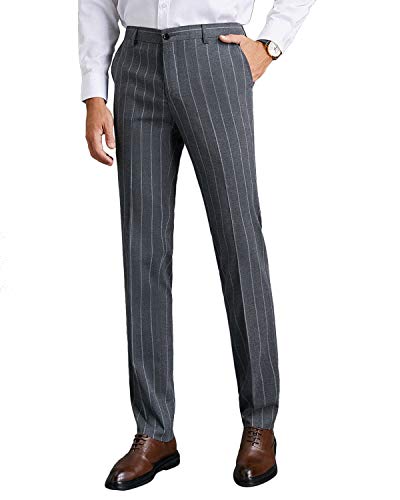 Wemaliyzd Men's Slim Fit 3 Pieces Pinstripe Thicken Suit 4 Buttons Vest Separate Pants4