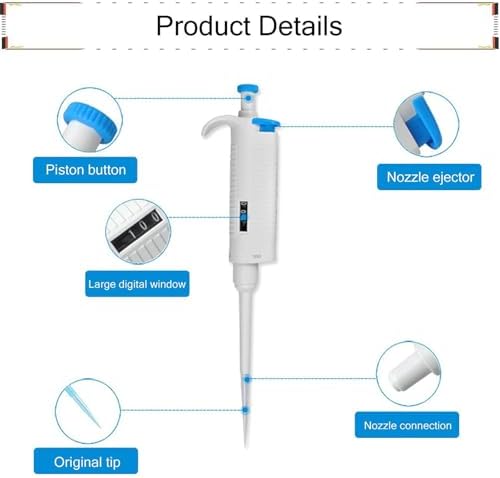 Adjustable Lab Single Channel Pipettor, High Precision Micropipette for Environmental Testing, Variable Volume P5000, Accurate Liquid Handling Tool for Laboratories