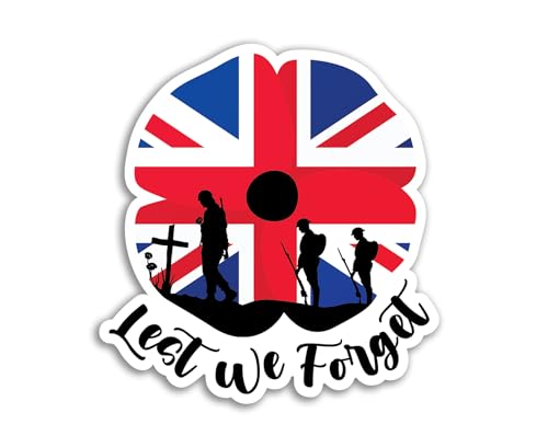 2 x 10cm Lest We Forget Poppy Vinyl Stickers - Remembrance Day Memorial Service Poppies UK British Flower War Decal Scrapbook Sticker #81797