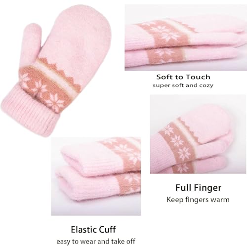 Winter Baby-Girls Knit Ski-Gloves Toddler Warm Mittens Warm Thick Mitt Infant fit for 2-5Years3