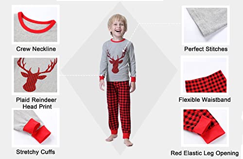 Benaive Christmas Family Pajamas Set Matching Holiday Pajamas Xmas Deer Pajama PJ Sets for Boys Girls Women Men Sleepwear (Red, Reindeer, 10) — view 5
