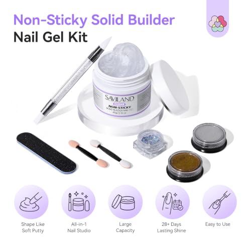 Image of SAVILAND Solid Builder Nail Gel - 60g /2.02oz Non-Sticky 3D Nail Gels Sculpting Gel for Art Hand Carving Glue Extension with Sequins Chrome Powder DIY Nails Art Salon Home, Beginner Friendly