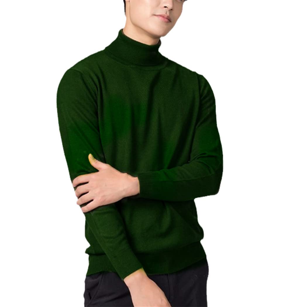 YIOLEAMP Jersey de cuello alto de algodón de mezcla de cachemira jersey de hombre