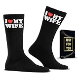 ZAGKOO Fathers Day Gift for Husband from Wife - Gifts for Husbands, Him, Men on Wedding Anniversary, Birthday, Valentines, Christmas - Funny Socks for Husband - I Love My Wife Novelty Socks Present