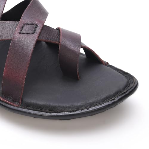 Image of MARDI GRAS Leather Sandals for Men | Casual Sandals with PU Sole & Foam Insole | Adjustable Straps, Breathable Leather Lining