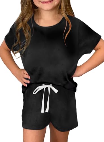 Image of Dokotoo Girl's Summer Cute T-Shirt and Shorts Set with Side Pockets