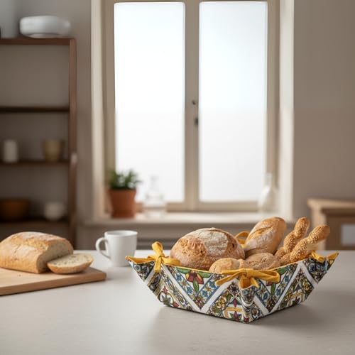 Miniatura 4 de Cestino De Pan En Algodón, Porta Pan De Mesa - Cestas Con Diversos Diseños, Porta Pan De Mesa 20x20x9 Cm
