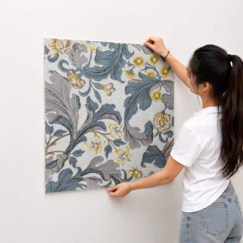 Odzeni Vintage Floral 3D Foam Wallpaper, Grey Gold Grey Gold Flower - Image 2