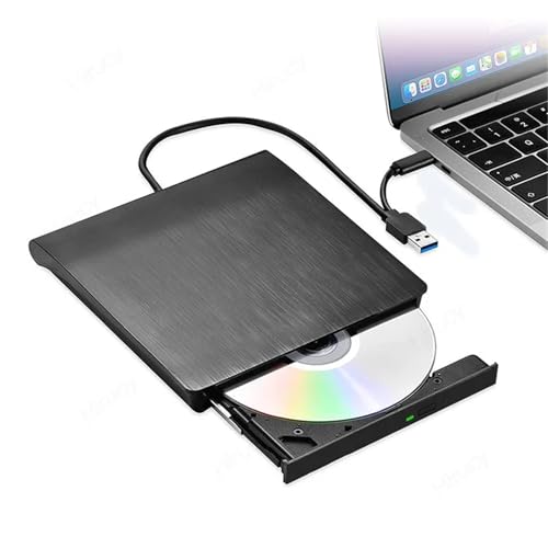 TIEOAXFT USB 3.0 USB C External CD/DVD RW Drive Read Burner Portable DVD Player Optical Drives For Laptop PC Windows 11 10 Linux OS Mac