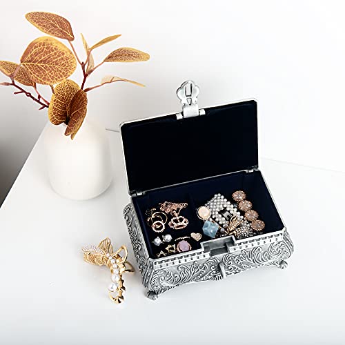 Feyarl Vintage Jewelry Trinket Box Earring Ring Treasure Chest Case Necklace Organizer Storage Keepsake Box For Wedding Birthday Gift Home Deco(6.7 X 4.7 X 3.5 Inch) #TOP5