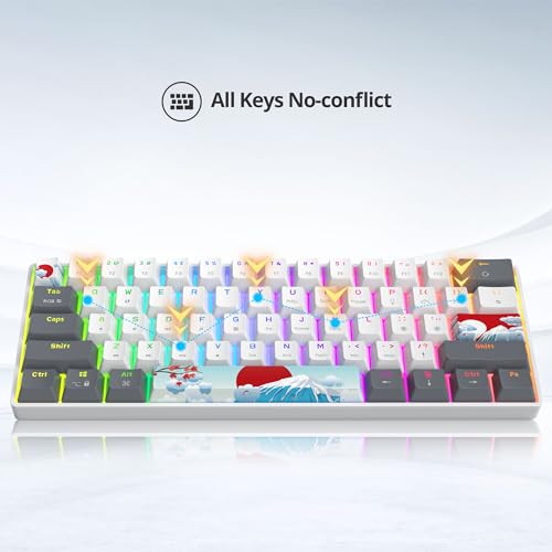 Image of Fogruaden 60% Percent Mechanical Keyboard RGB Gaming Keyboard 60 Percent, Ultra-Compact 61Keys Mini Wired Keyboard with Red Switch for Win /Mac PC Gamer(WhiteGrey, Red Switch)