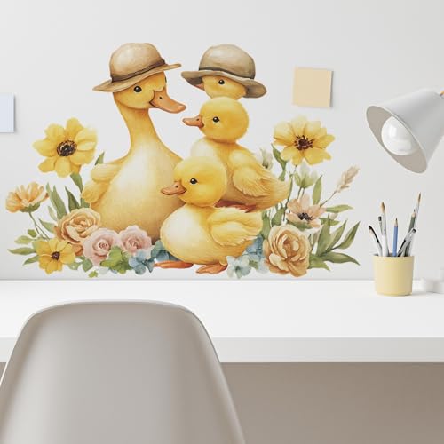 Vinilo decorativo familia de patos acuarela para pared miniatura 4