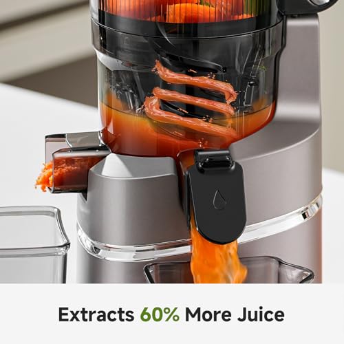 AMZCHEF Automatic Cold Press Juicer Machines 250W - 145MM Opening and 2L Capacity Slow Juicers for Whole Fruits and Vegetables, Bright Grey - Image 7