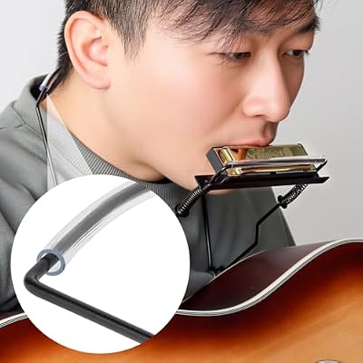 Harmonica Holder Neck Holder Stand, Mouth Organ Metal Frame Adjustable for 10 Hole Harmonica