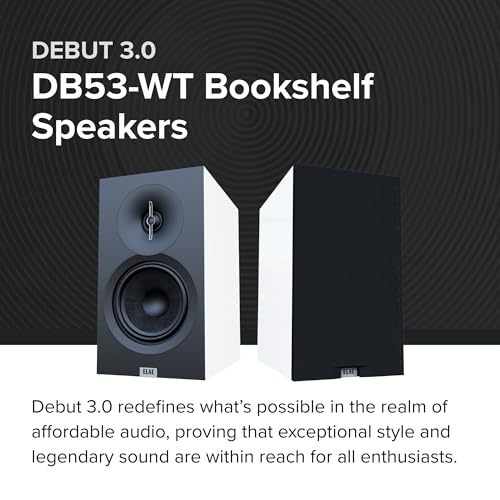 Image of ELAC Debut 3.0 DB53-W Bookshelf Speakers, White (Pair) - 1 inch Aluminum Dome Tweeter & 5.25 inch Aramid Fiber Woofer - 2-Way Bass Reflex - 48Hz to 38KHz Response